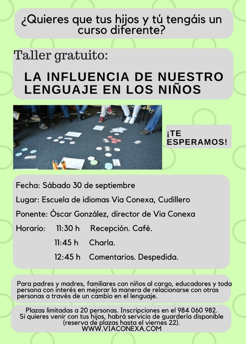 Cartel taller lenguaje para padres y madres